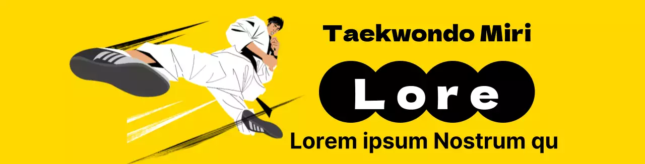 Illustration jaune pour la promotion d'une école de taekwondo