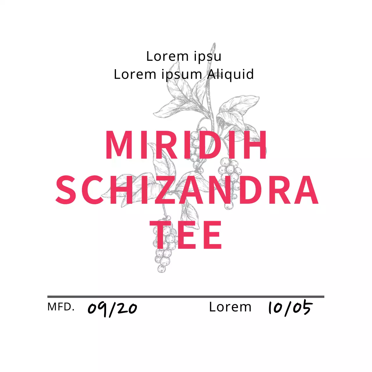 Gepflegtes Café-Tee-Etikett mit rosa Illustration