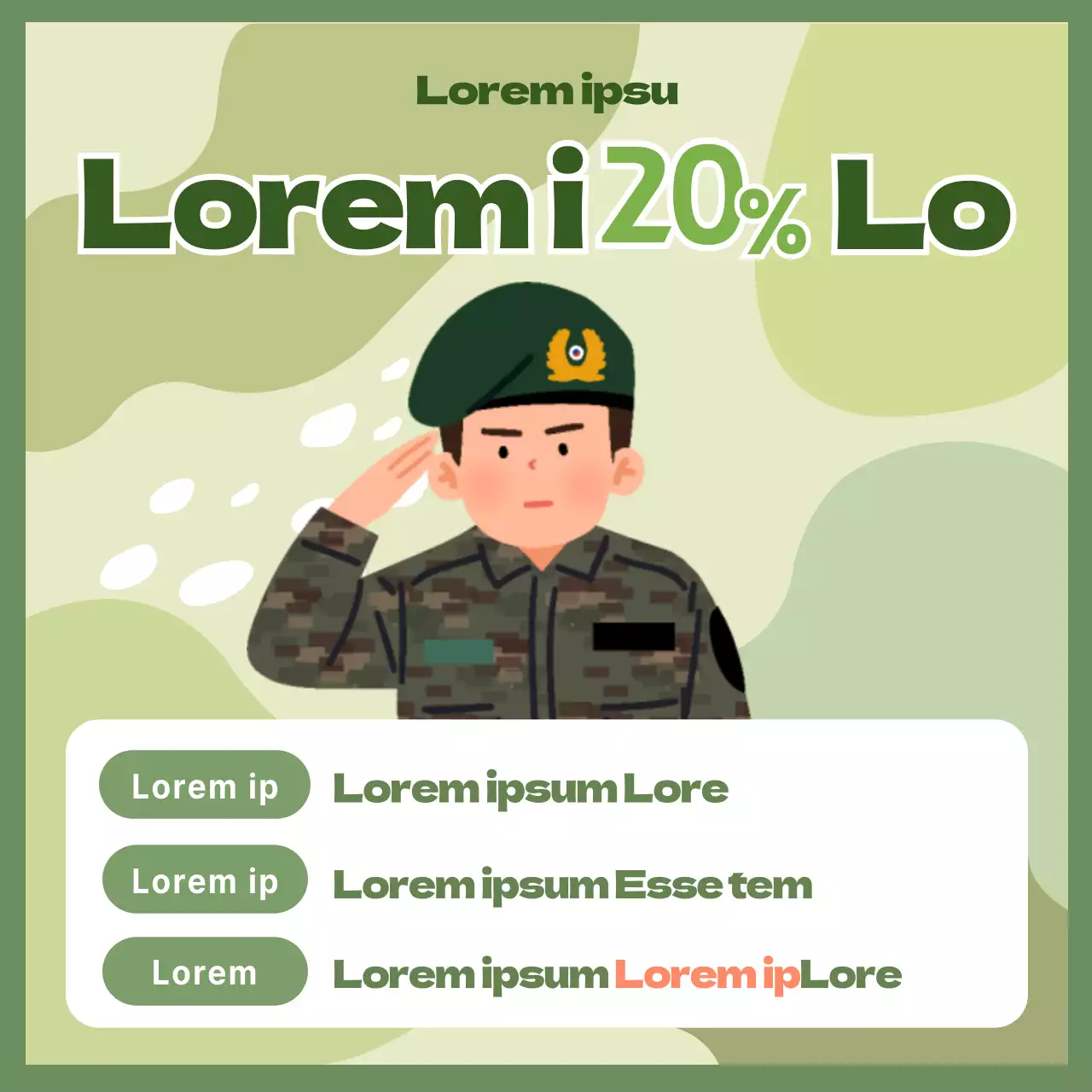 Green Soldier Ilustração Dia das Forças Armadas Venda Redes sociais Instagram Feed