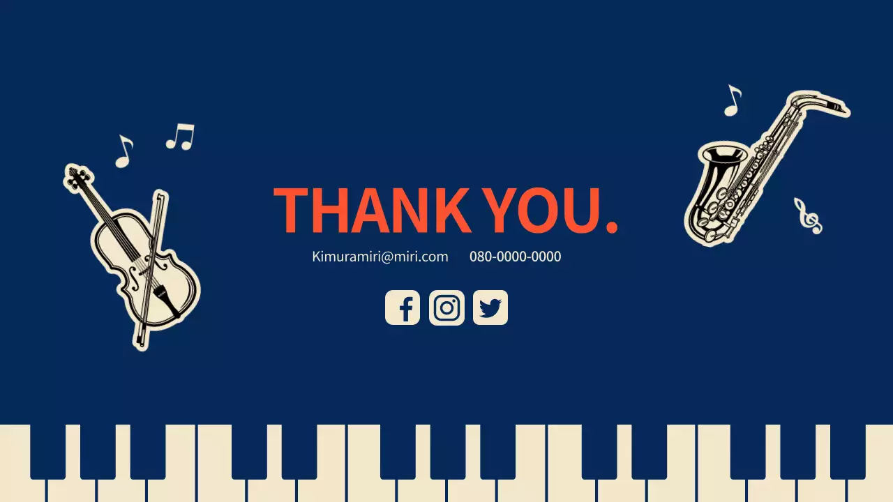 青 シンプル 音楽 ポートフォリオ プレゼンテーション