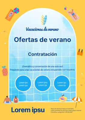 Cartel de reclutamiento amarillo y azul para las siguientes clases