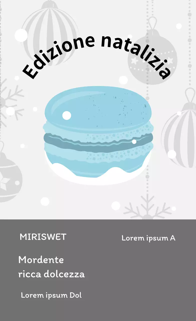 Illustrazione blu carino Natale caffè dessert macaron etichette per macarons