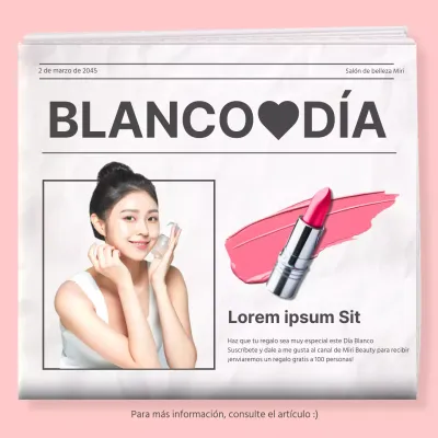 Periódico Concepto Belleza Relacionado Día Blanco Fondo Rosa Evento