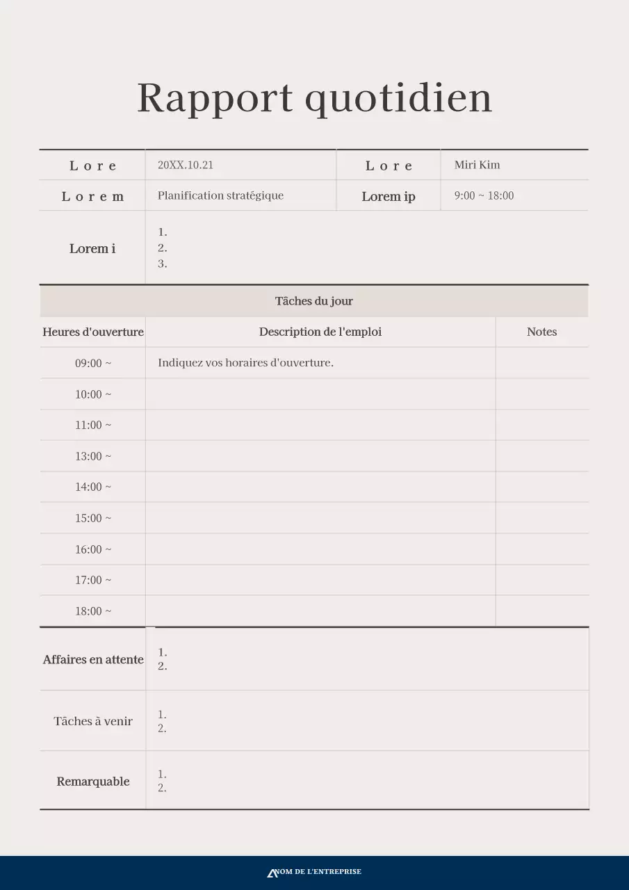 Un rapport quotidien soigné en marron et marine