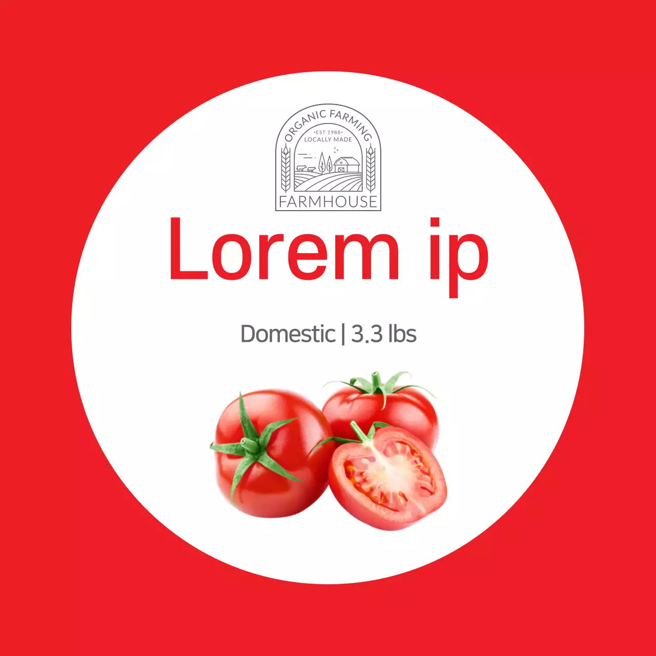 Label produk tomat ceri merah yang rapi