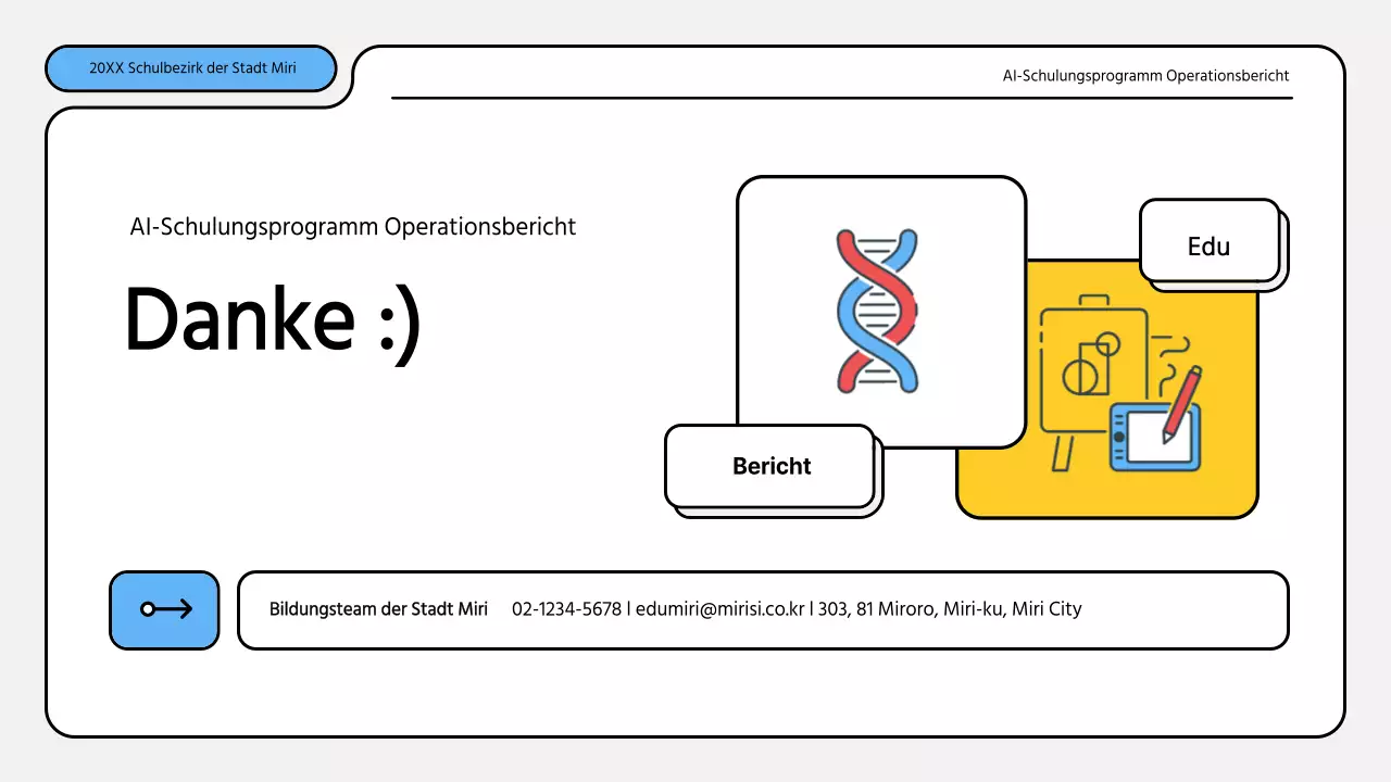 Hübsche blau-gelbe Präsentationsmappe für Ausbildungsberichte