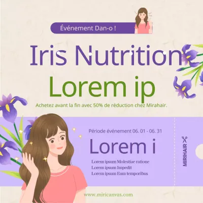 Thème du salon de beauté violet et vert dan-o discount event promotion
