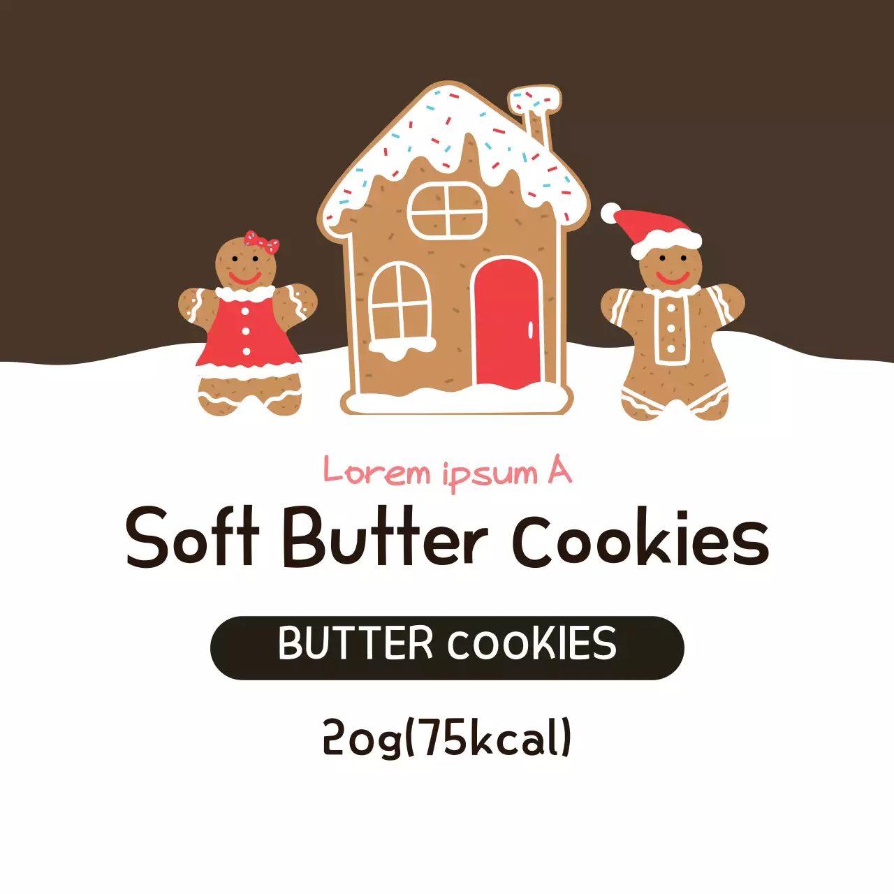 Brown Red Illustrated Christmas Cookie Label