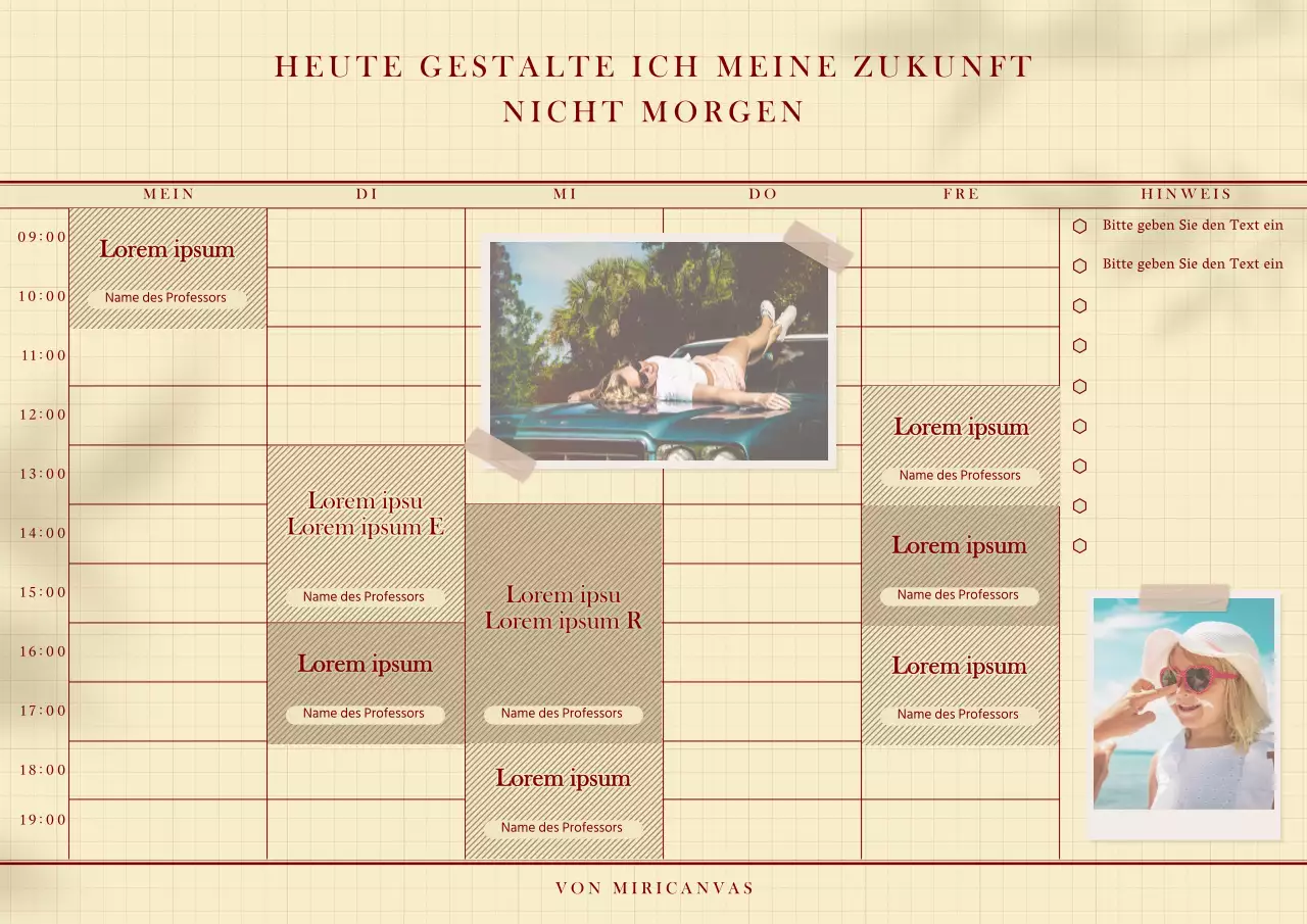 Neat Monokel in beige Vintage Farbe Universität Zeitplan