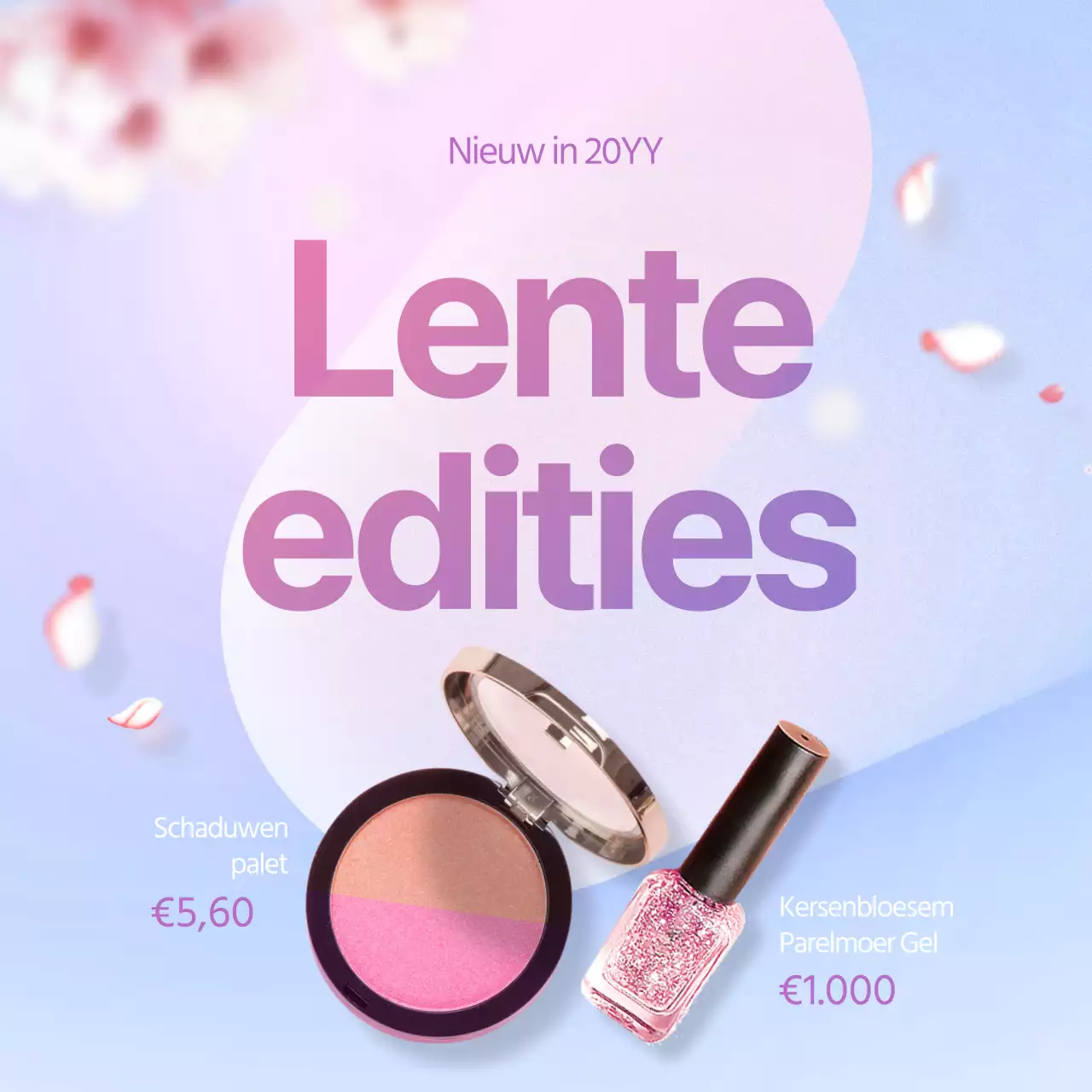 Cosmetica met bloemblaadjes tegen een achtergrond van kersenbloesem Schoonheidsgerelateerde paarse evenementbanner