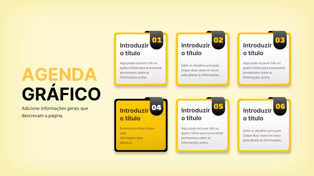 Agenda tridimensional do conceito de rótulo em preto e amarelo
