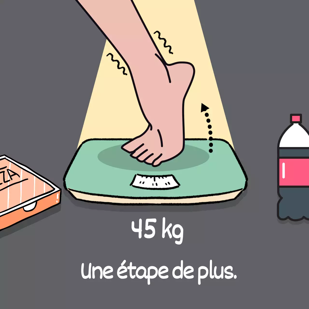 Régime alimentaire humour pied sur la balance illustration drôle de bannière
