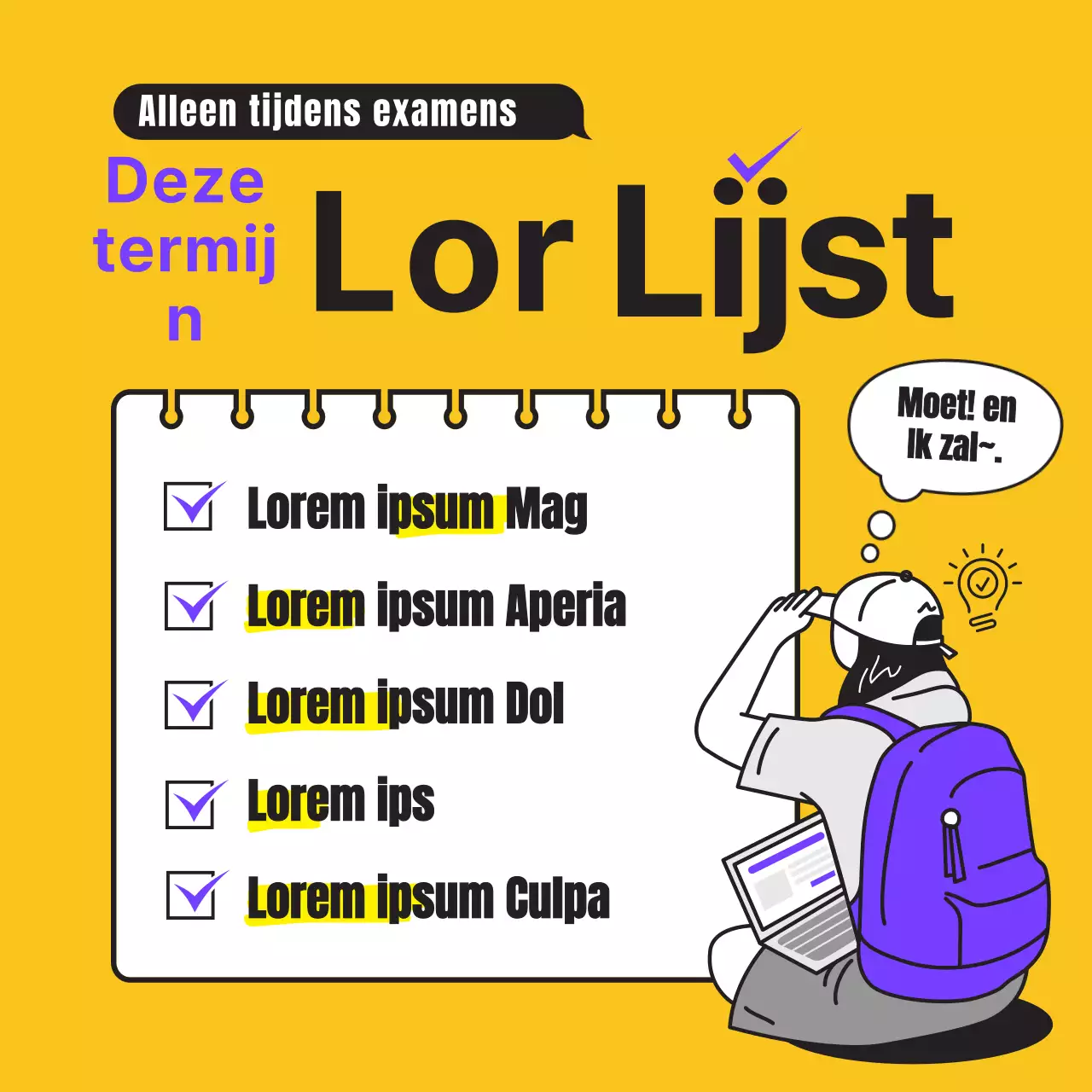 De gele en paarse beëindigingslijst