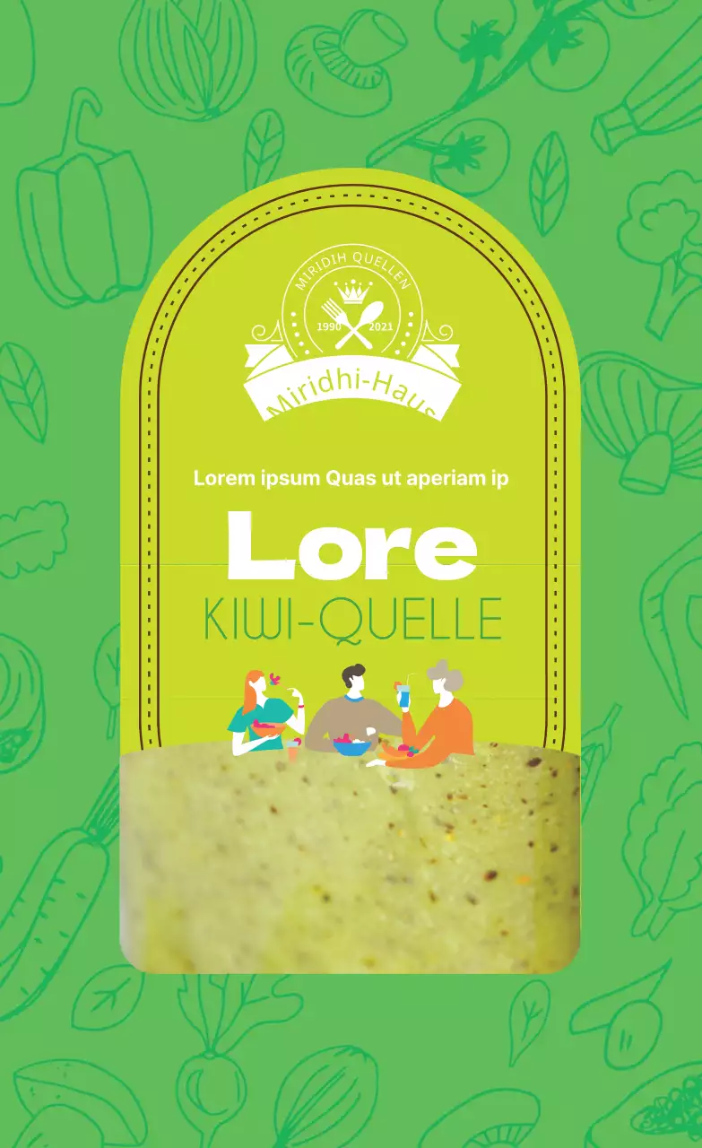 Grünes Foto Vintage Lebensmittel Kiwi-Sauce Etikett