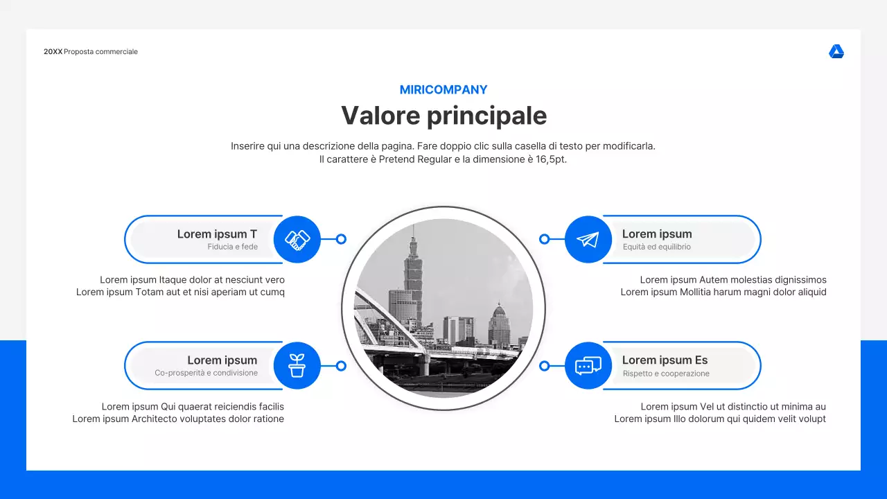 Kit di presentazione di proposte commerciali pulito e intuitivo in blu e grigio chiaro