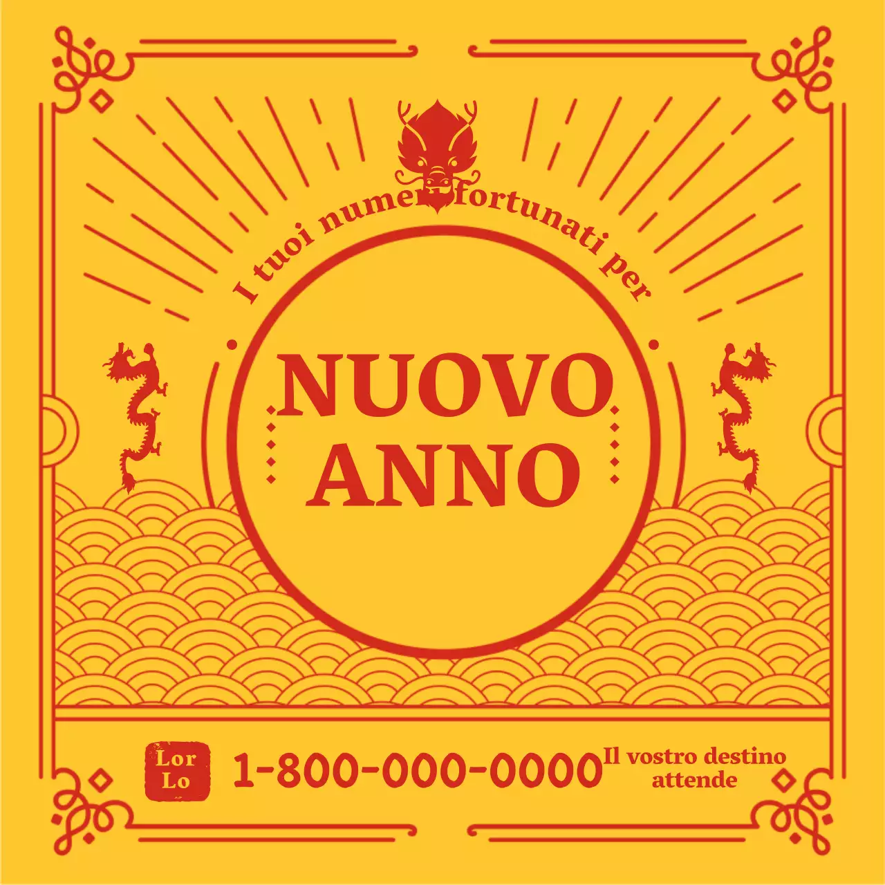 Tema dell'oroscopo di Capodanno con concetto di amuleto sciamanico giallo-rosso