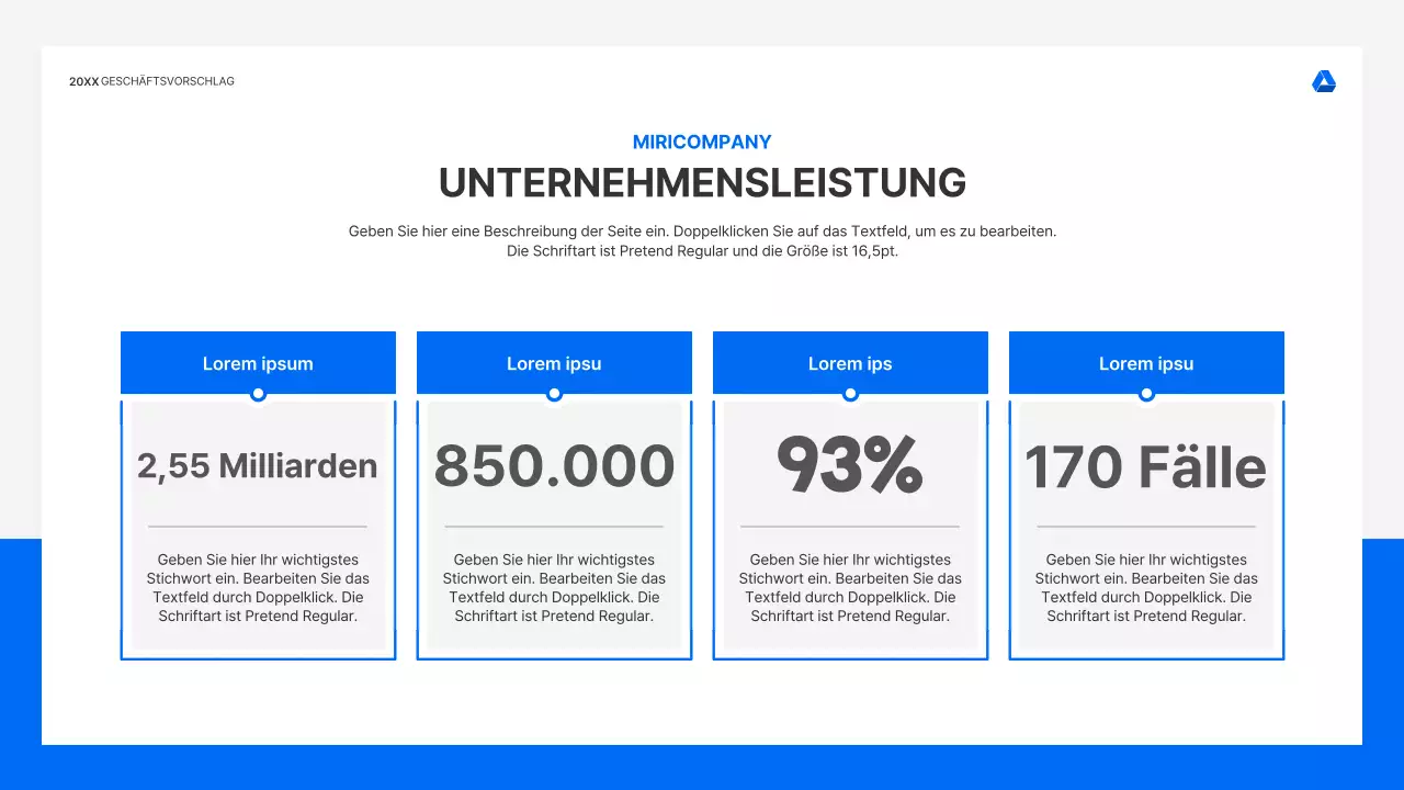 Saubere, intuitive Präsentationsmappe für Geschäftsangebote in Blau und Hellgrau