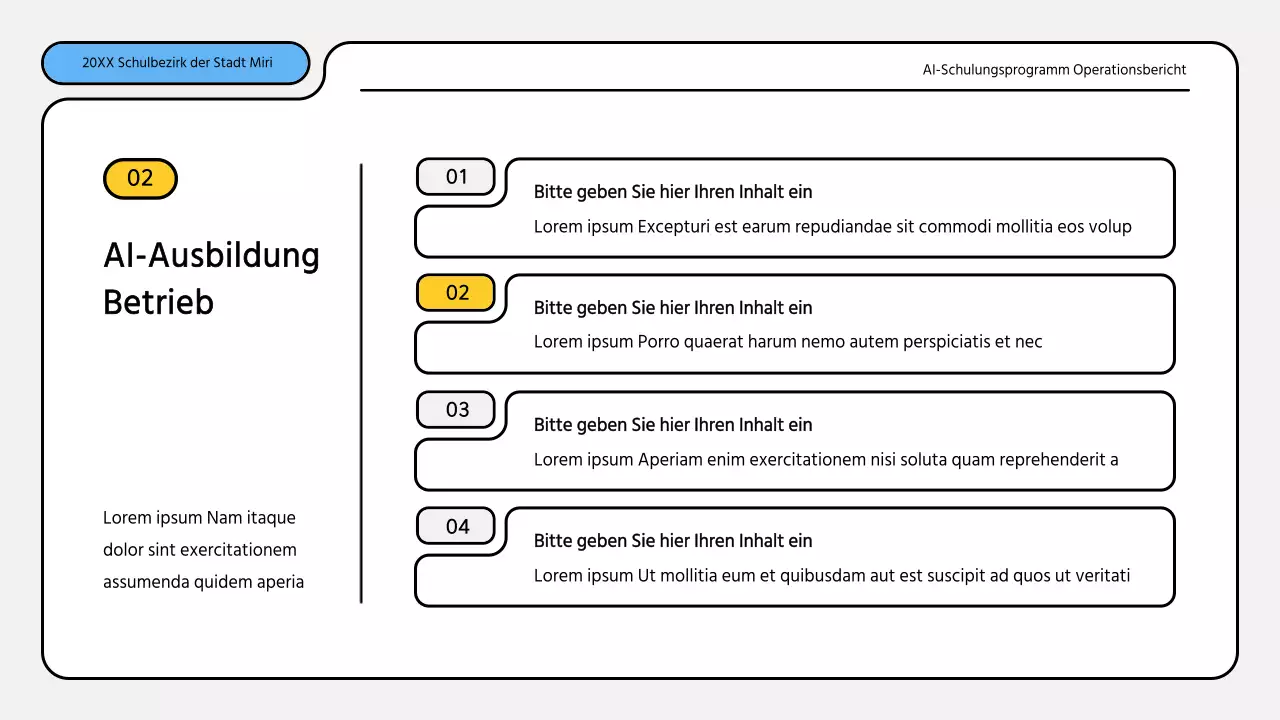 Hübsche blau-gelbe Präsentationsmappe für Ausbildungsberichte