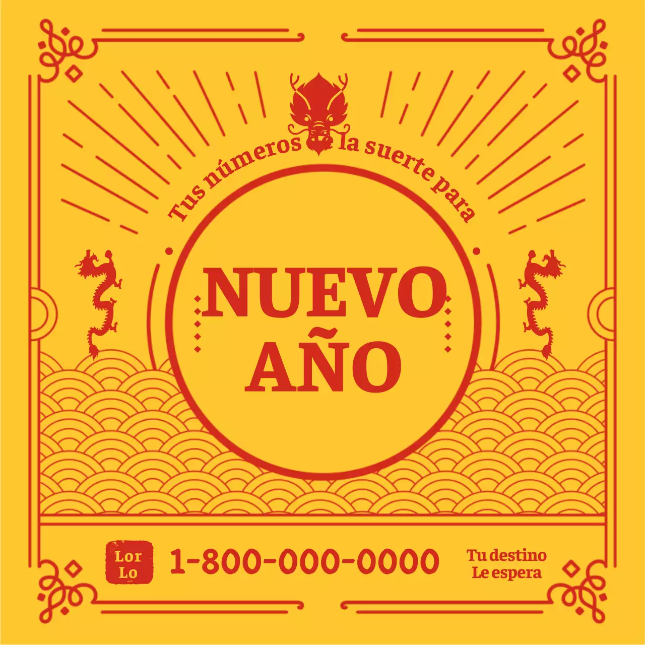 Tema del horóscopo de Año Nuevo con un concepto de amuleto chamánico amarillo-rojo