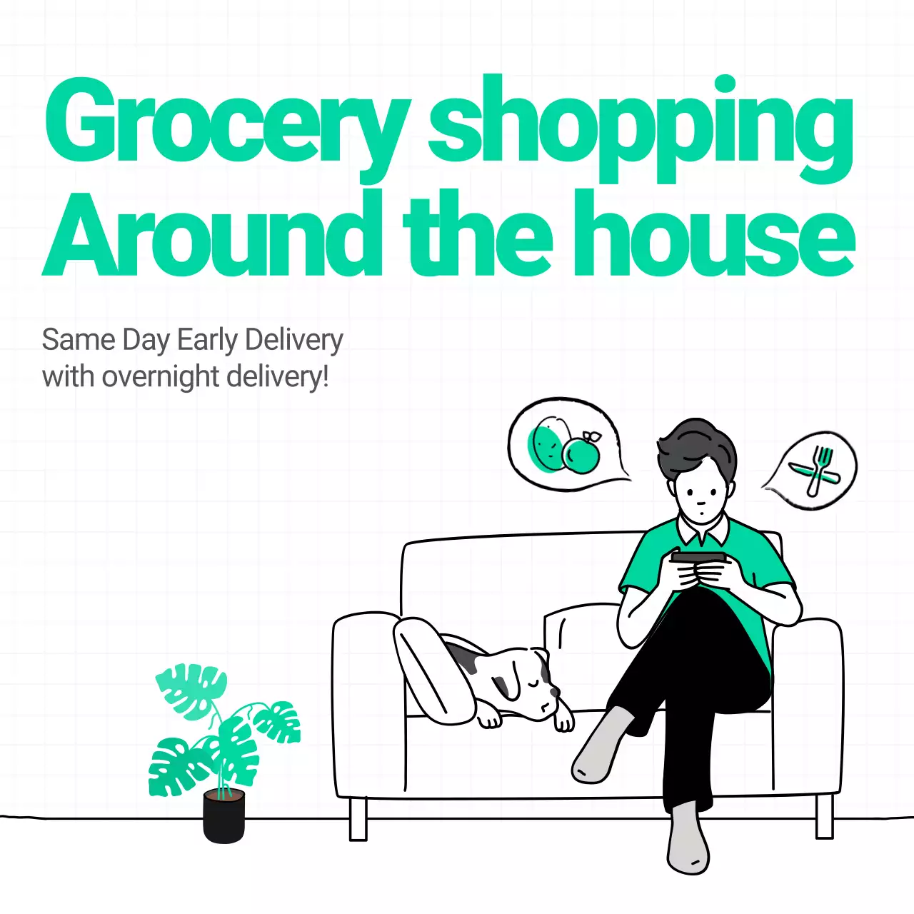 Teal Minimal Grocery Promotion Instagram Post