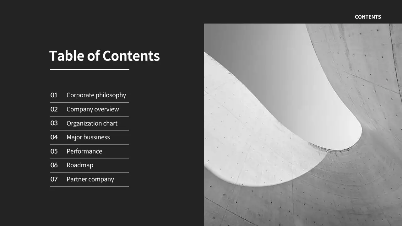 A simple company profile in black and white