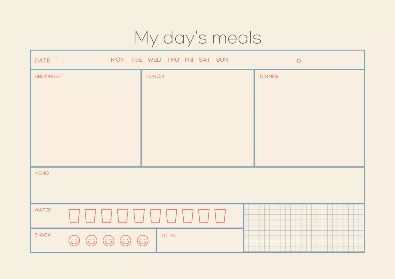 Beige Blue Lines Simple Tracker
