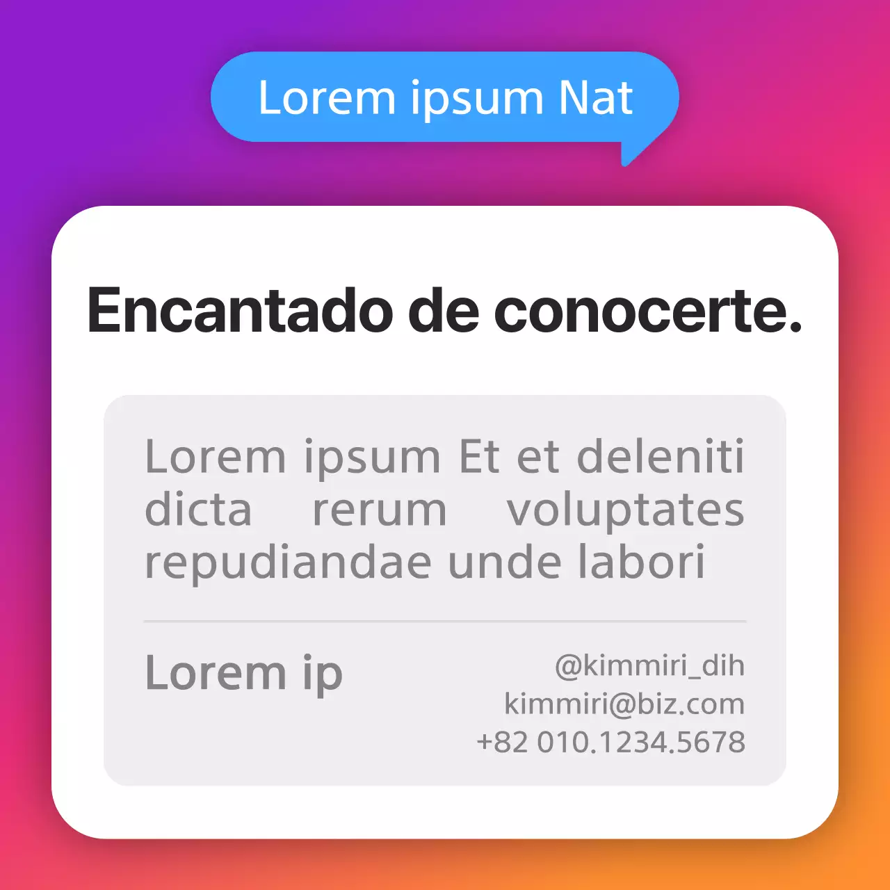 Instagram concepto inanimado bio en degradado púrpura y naranja