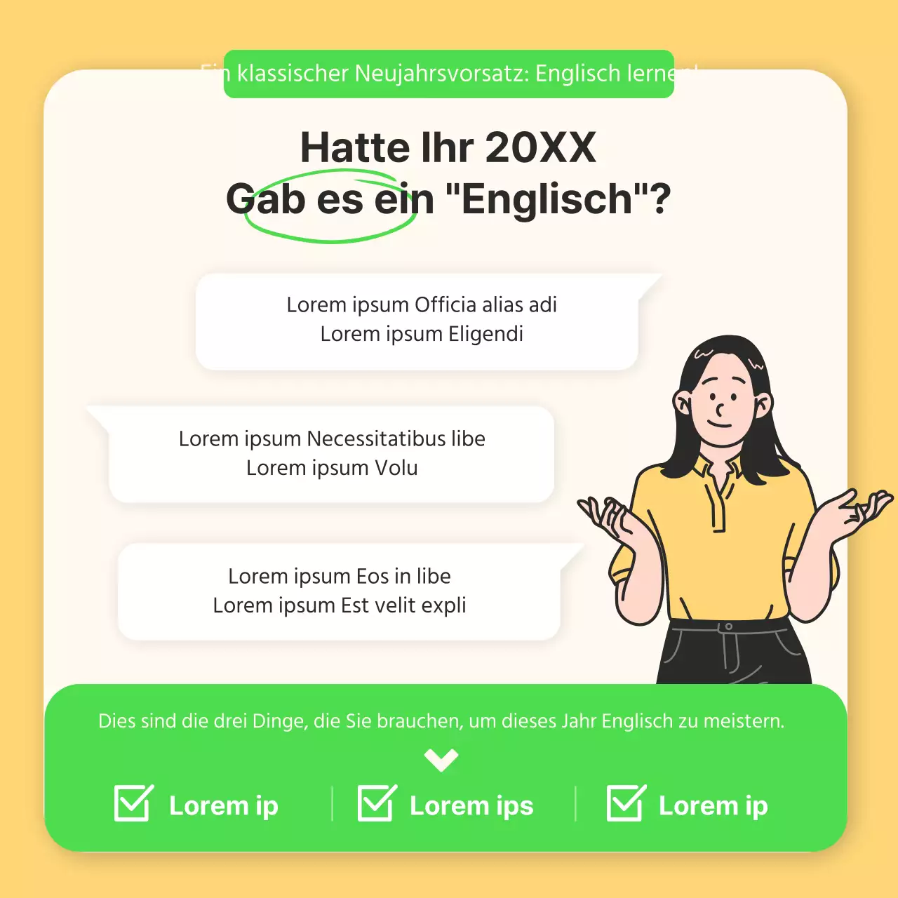 New Year's English Habits Challenge in Chartreuse und Gelb