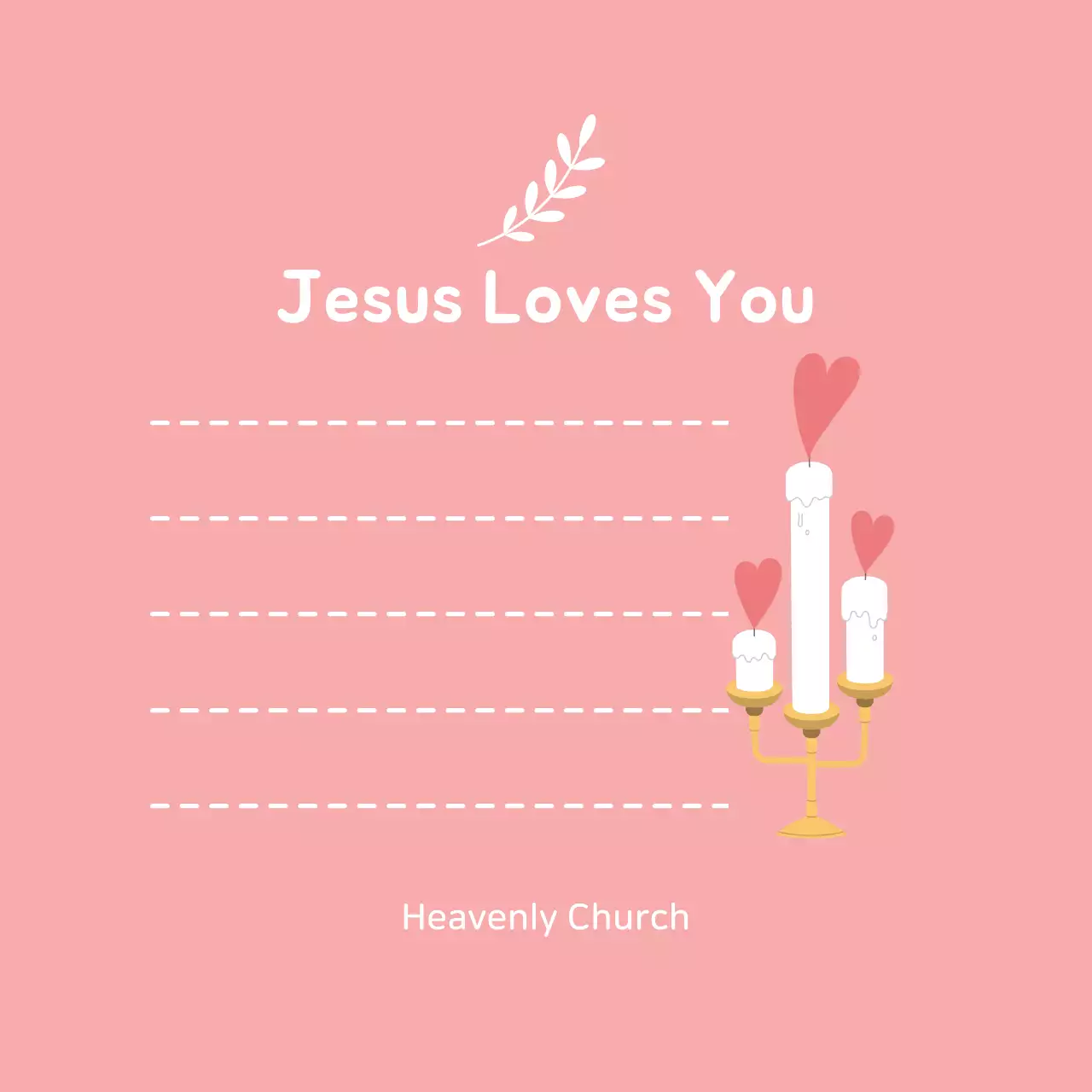 Pink simple illustration church stationery