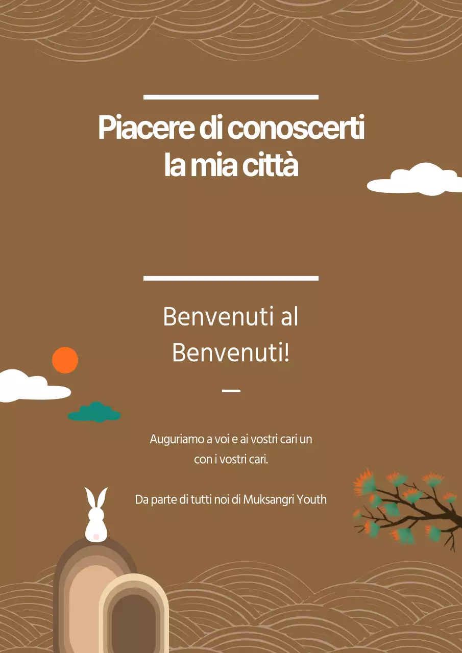 Auguri di buone feste con illustrazione di sfondo marrone di ispirazione orientale