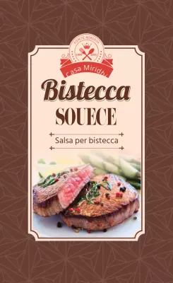 Foto marrone etichetta vintage di salsa per bistecche