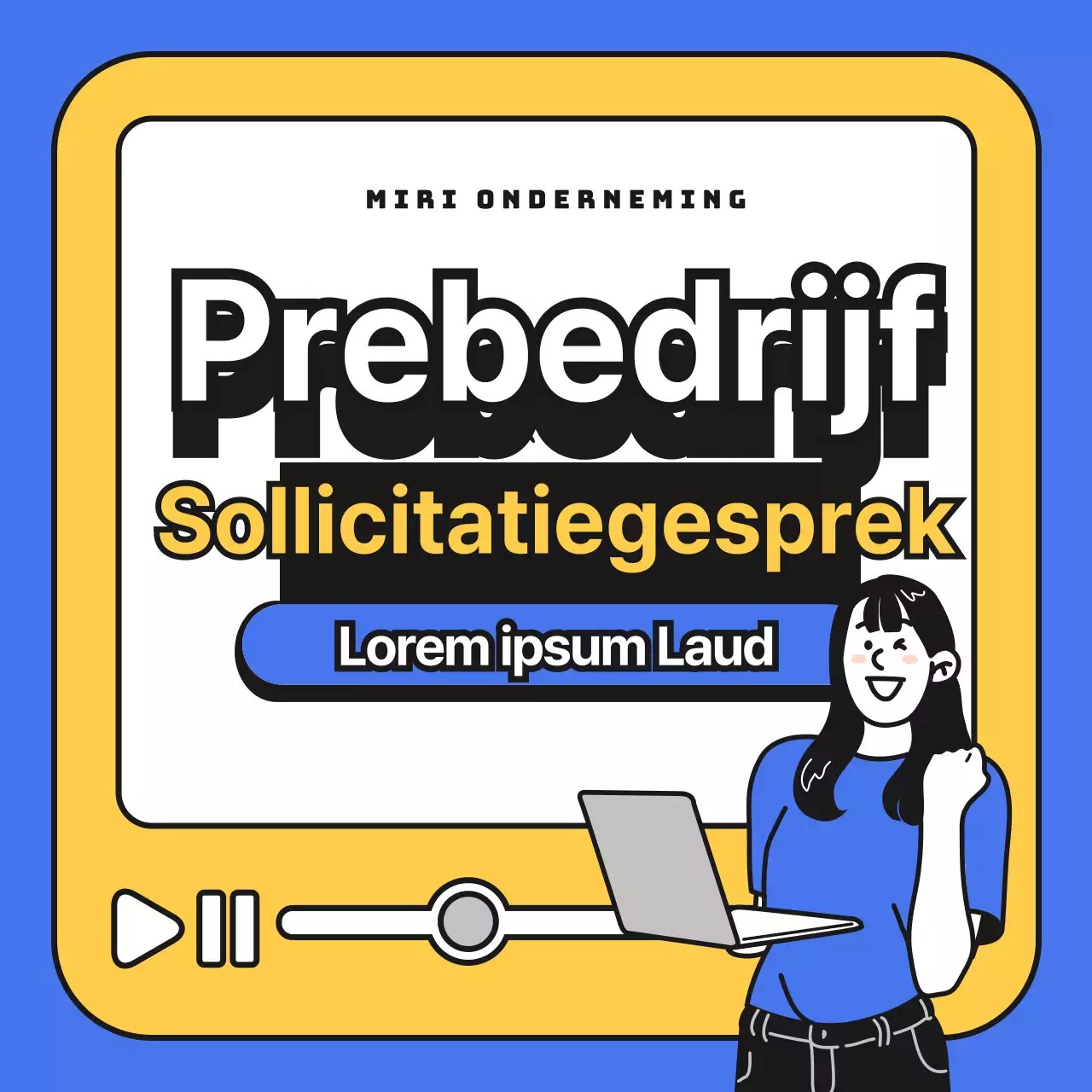 Een eenvoudige blauw met gele promotie voor een sollicitatiegesprek