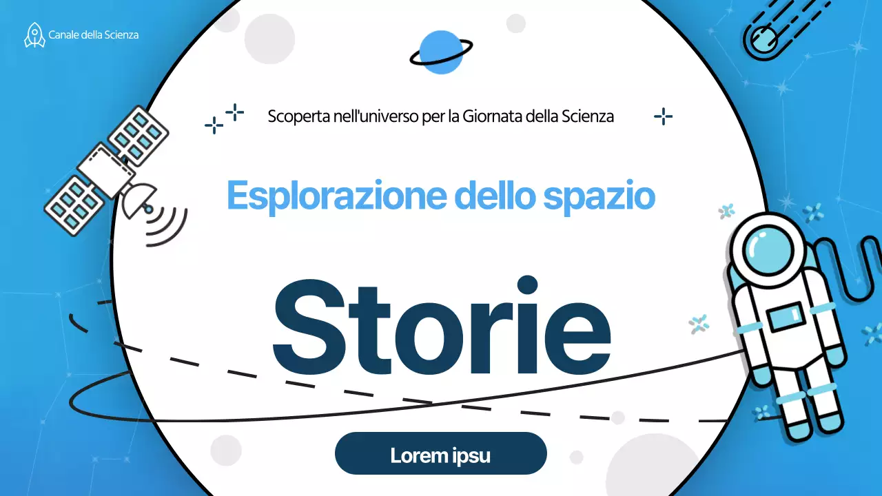 Miniatura della Giornata della Scienza su YouTube con concetto di illustrazione dello spazio blu