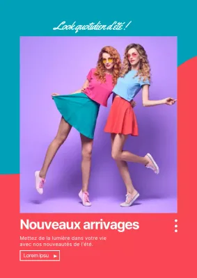 Affiche promotionnelle de nouveaux produits pour les vêtements d'été simples et multicolores