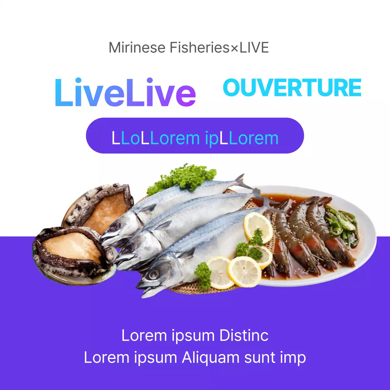 Le violet a mis en évidence l'événement d'ouverture de la pêcherie Mirine en direct, de la ferme à la table.