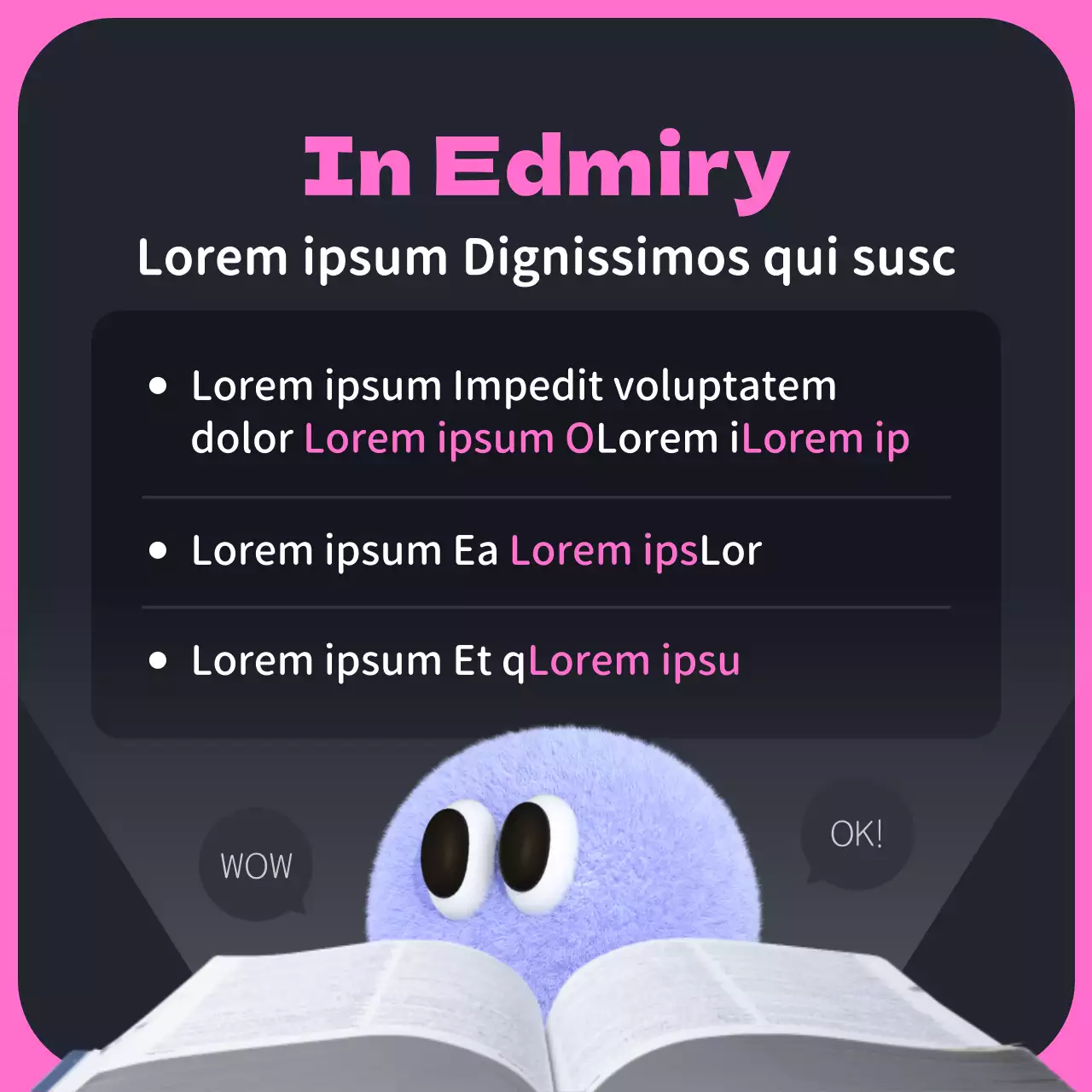 Schwarz und rosa studieren 3D niedlich Alphabetisierung Förderung