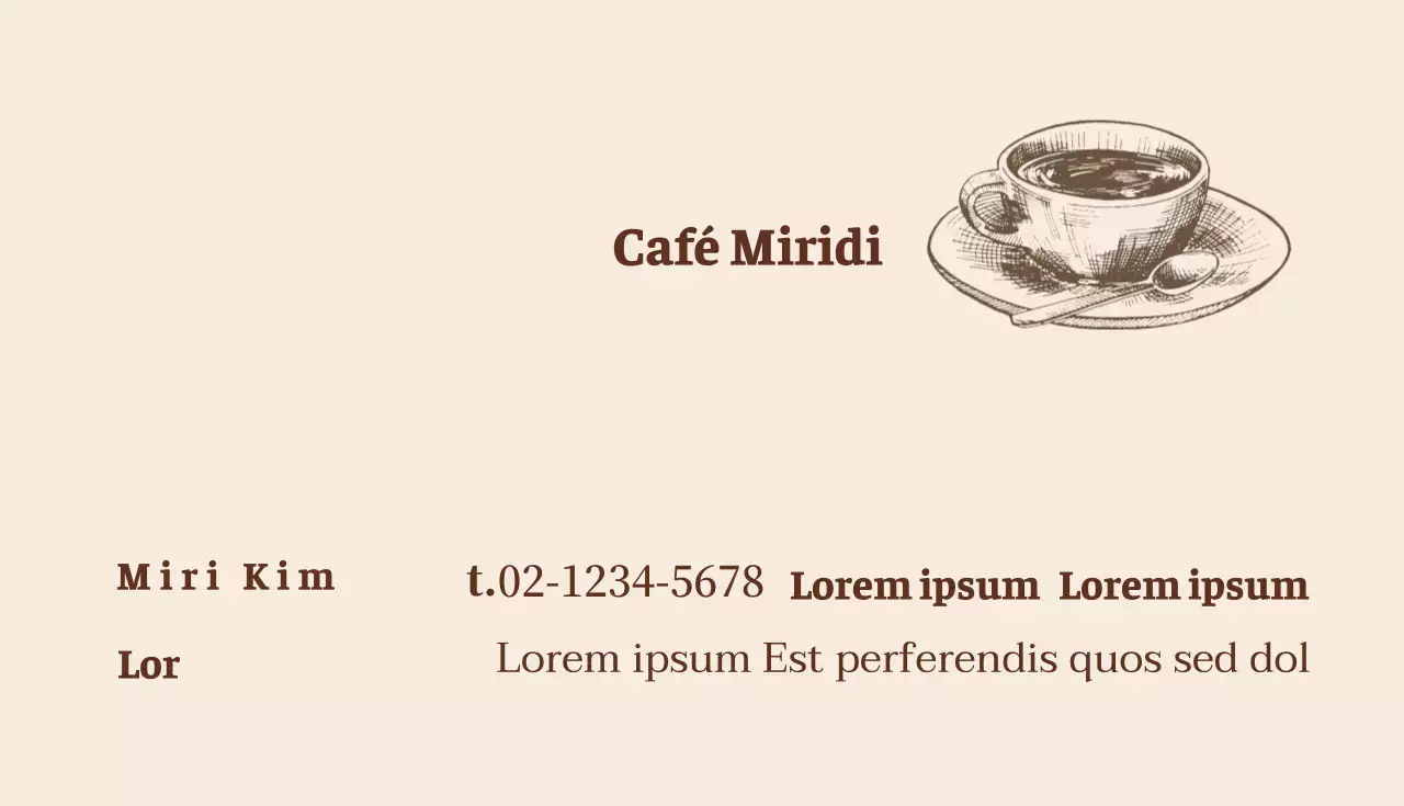 Ivoorbruin geïllustreerd café visitekaartje
