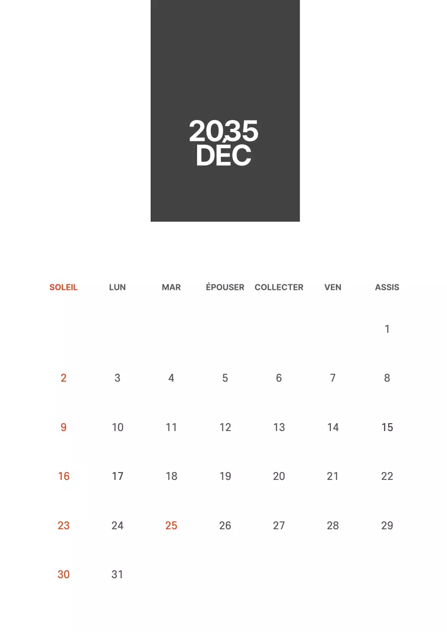 Calendrier ligné simple en noir et blanc