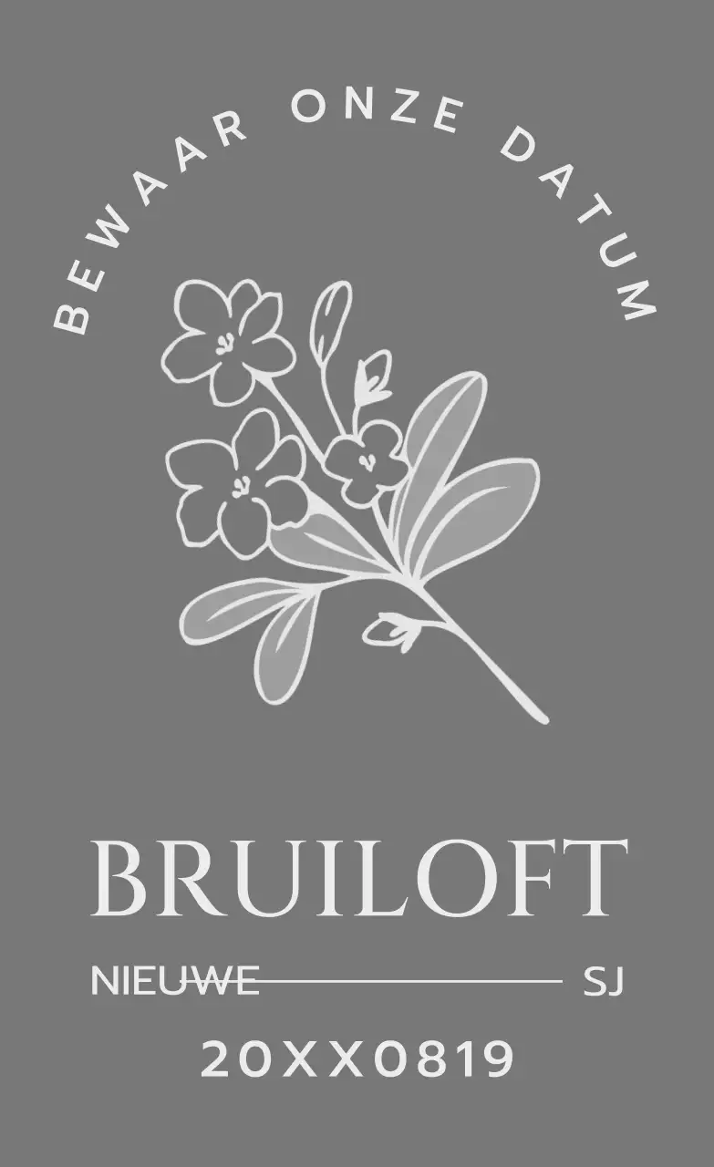 Voor huwelijksuitnodigingen met donkergrijze bloemen- en vogelillustraties