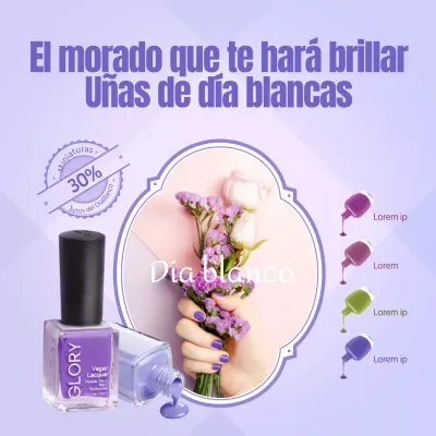 Elegantes uñas de día blanco en morado Social Media