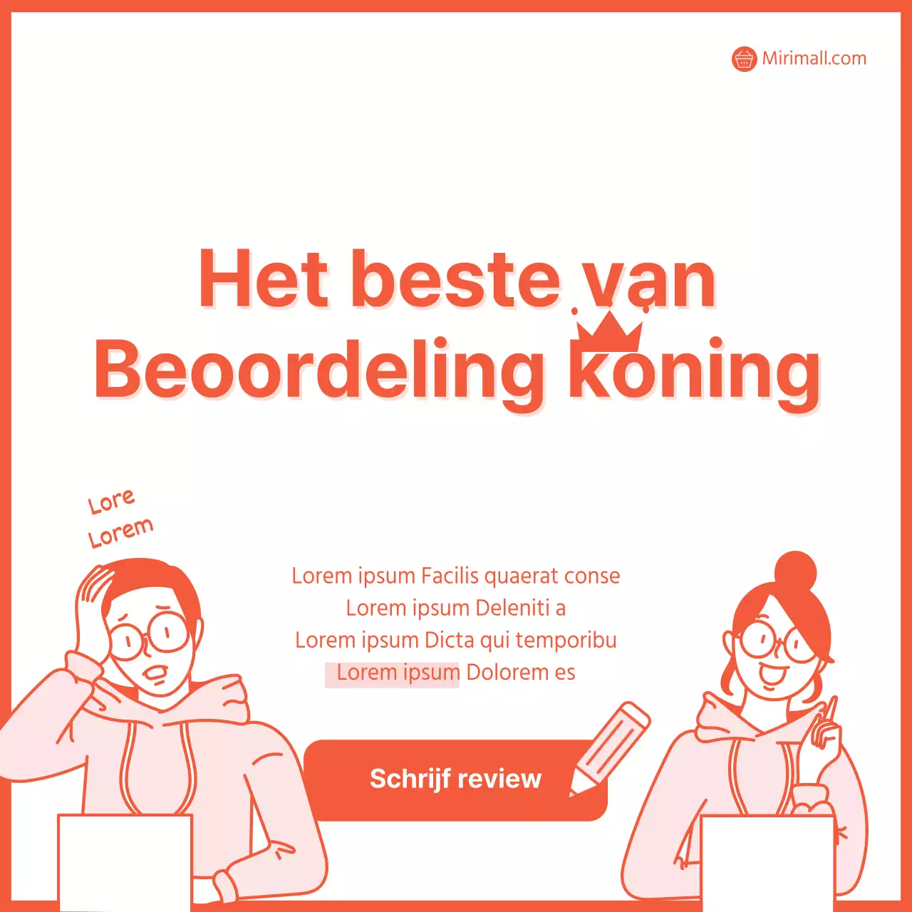 Promoot een eenvoudig oranje en wit recensie-evenement