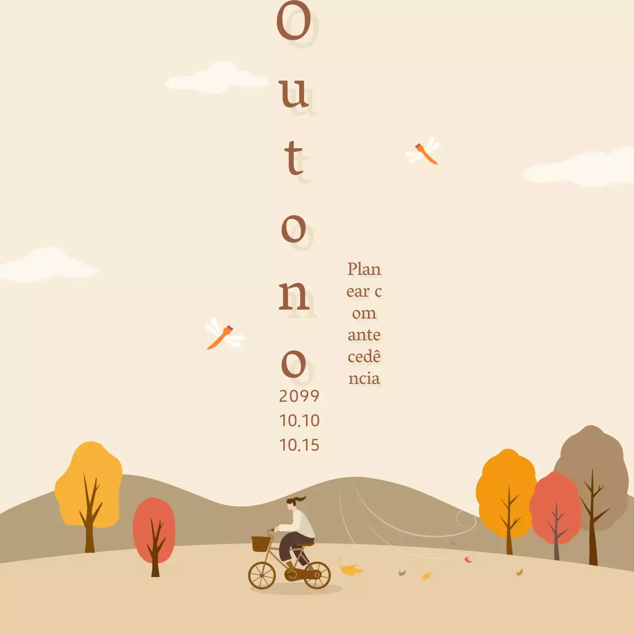 Planear um evento simples de outono com um pano de fundo bege
