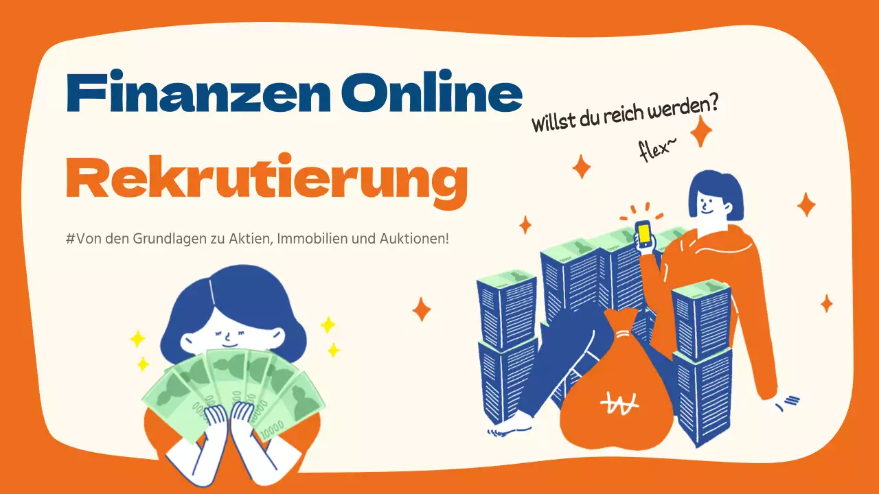 Orange-Marine-Blau Finanzen Online Umfassende Klasse Rekrutierung Von den Grundlagen bis zu Aktien Immobilien-Auktion Flex