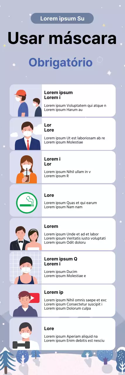 Guia simples de prevenção do coronavírus ilustrado a azul