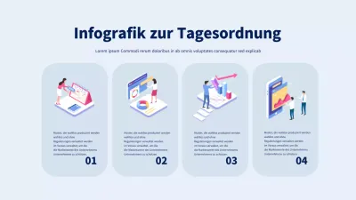 Agenda-Infografik mit blauer und hellblauer geschäftsmäßiger grafischer Illustration