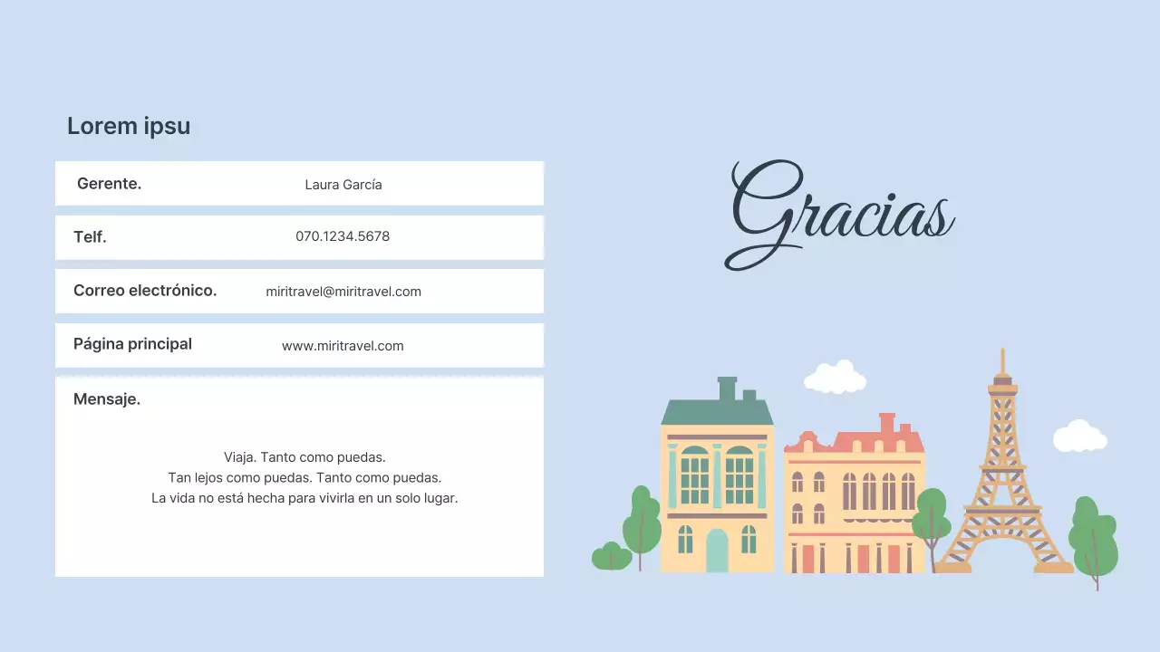 Itinerario con ilustraciones de los destinos europeos en azul claro