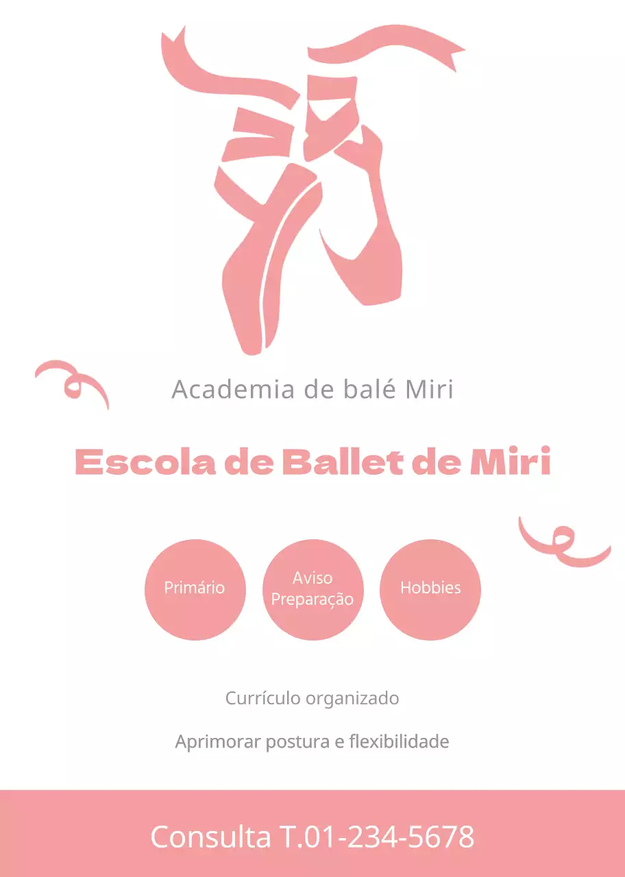  rosa branco ilustração simples promocional escola de ballet