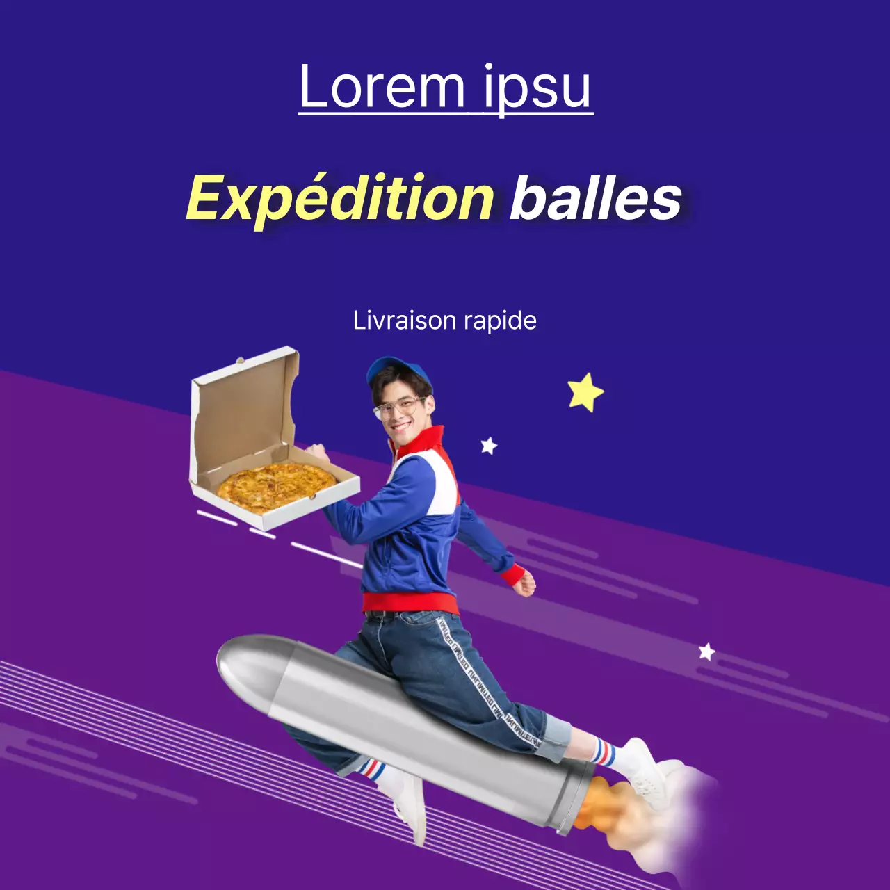 Balle de livraison sur fond violet-bleu