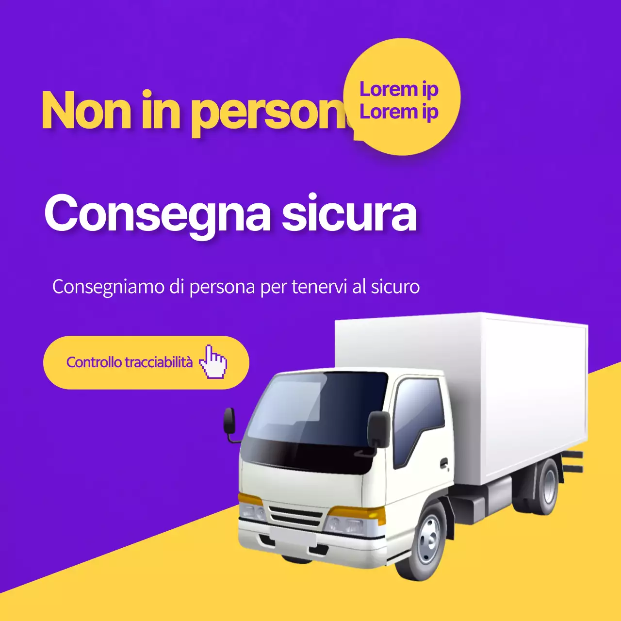 Testo di consegna contactless giallo-viola Avviso evidenziato