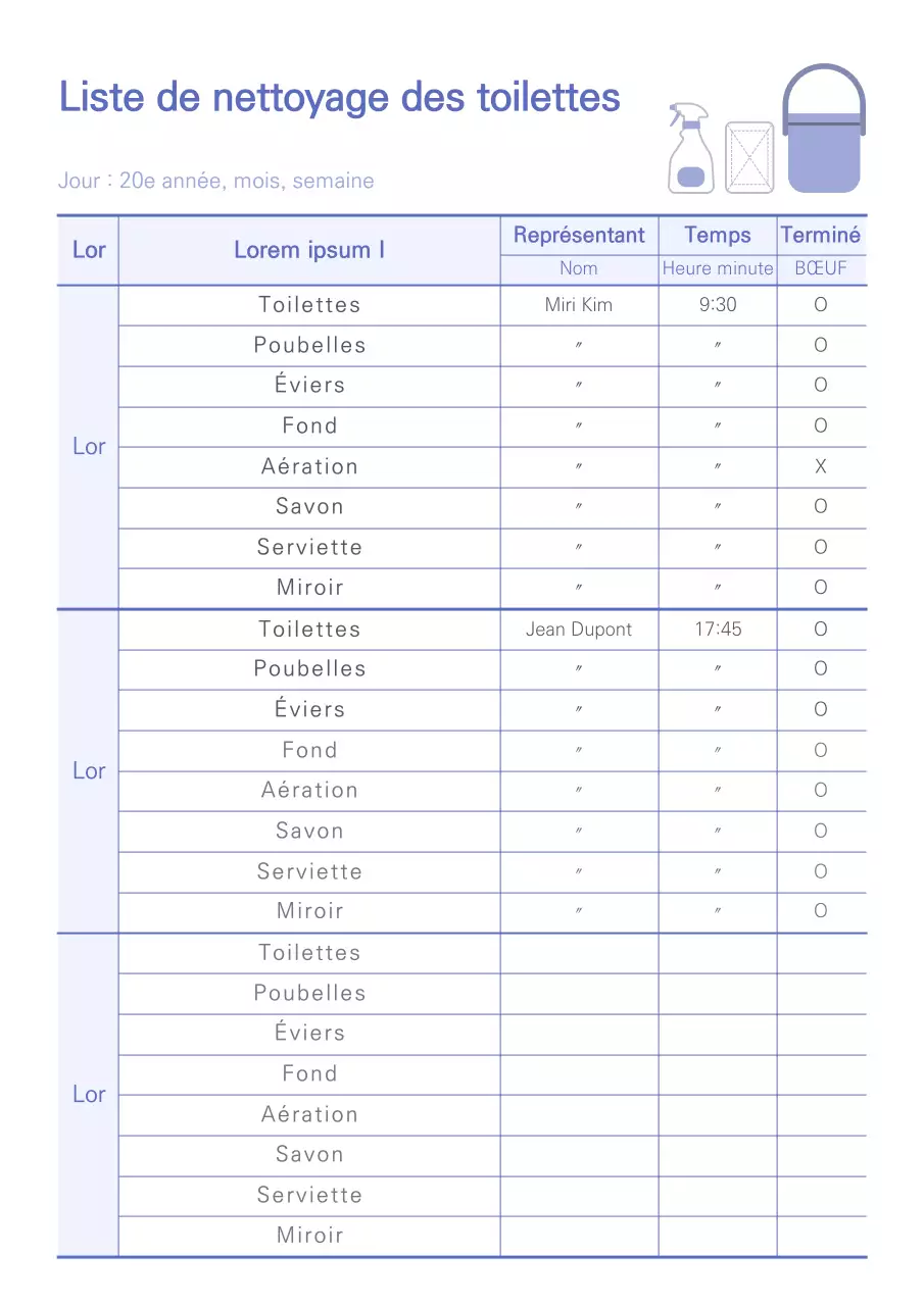 Liste de contrôle pour le nettoyage des toilettes par écrit (Ultramarine Neat)
